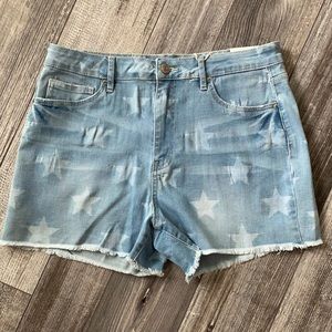 Star Printed Denim Shorts